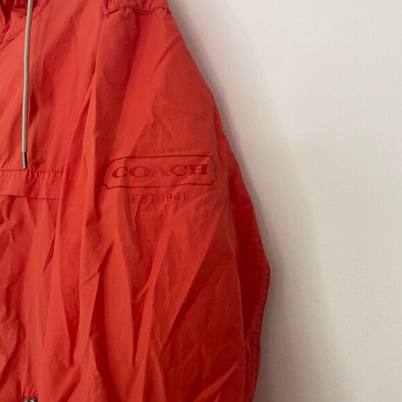 COACH Jacket Women Small Orange Hooded Full Zip Windbreaker Outdoor Designer - Picture 16 of 16